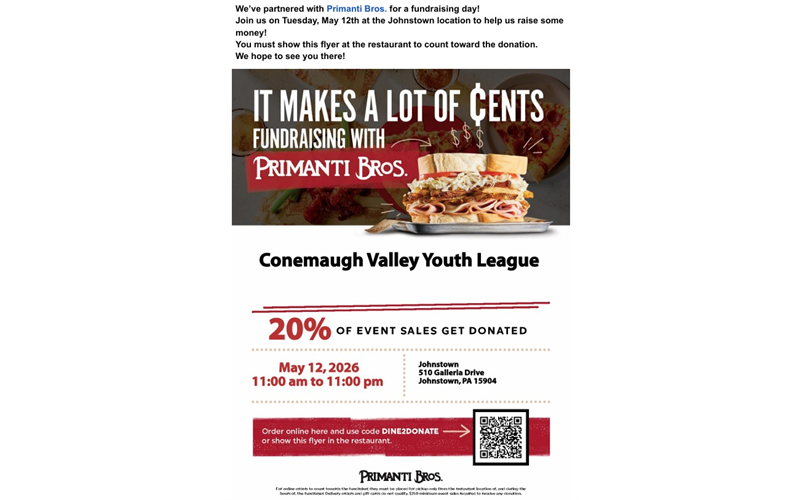 CVYL Primanti Bros Fundraising Day